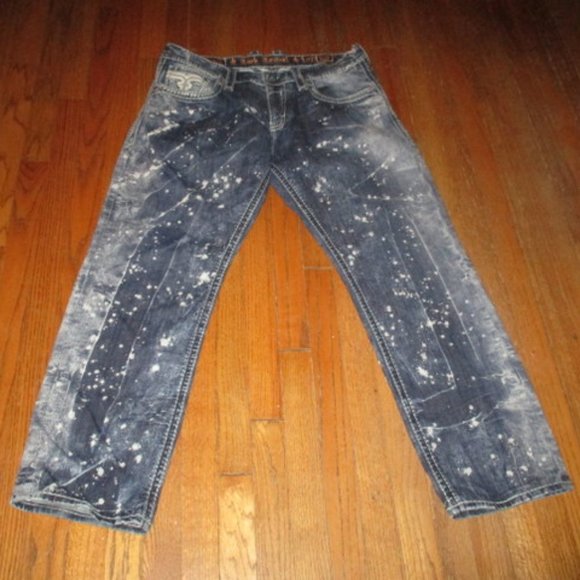 ROCK REVIVAL Chenko Straight Acid Splatter Jeans Sz 38 - Picture 9 of 12